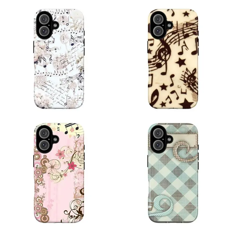 Vintage Music Notes Phone Case|Aesthetic Musical Score & Floral Art Cover  For iPhone 17 Pro Max 16 15 14 13 12 11 for Samsung S21 S22 S23 S24 S25 Phone Case|Tough Phone Case|gift for him for her|Gift for Music Lovers