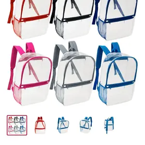 Clear Backpack, Heavy Duty Transparent Bookbag for School, Fabric & PVC Transparent Backpack with Reinforced Strap for Women Men, Capacity Clear Bag for College, Travel, Security, Black