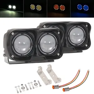 7 Inch LED Driving Light Pods, 2PCS 180W 18000LM Offroad Cubes Driving Beam with Yellow White Blue DRL Ultra Bright Ditch Light Cube LED Auxiliary Fog Lights for Trucks Jeep Ford UTV ATV Car Accessories Automotive Vehicle Replacement Lamp Lamp