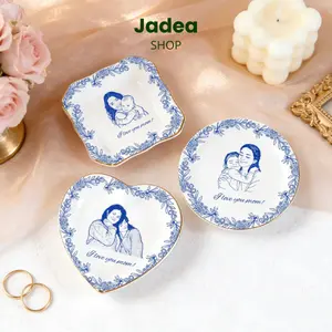 Personalized Mom Jewelry Dish with Photo, Ceramic Ring Trinket Tray, Mother’s Day Gift, Custom Mom Portrait Gift For Her