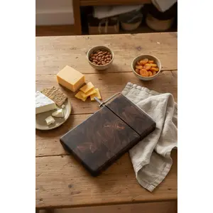 Handcrafted Left‑Handed End Grain Cheese Slicer – 6" × 9" × 3/4" Black Walnut