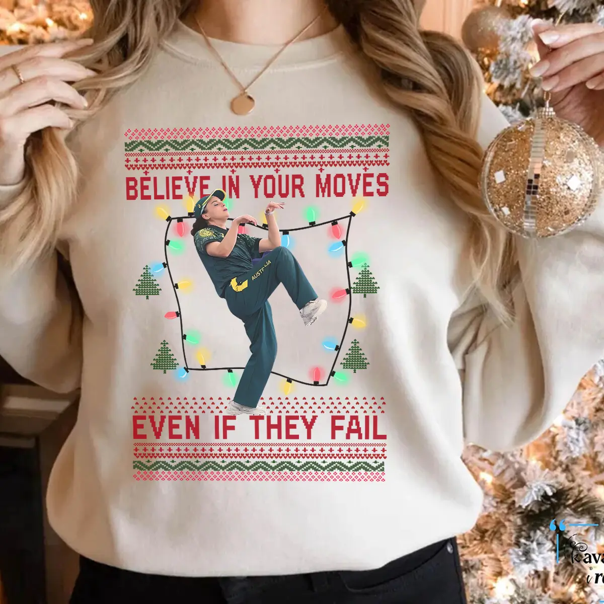 Believee in Your Movees Ugly Christmas Shirt, Funny Cricket Player Pose Holiday Party Sports Style T-Shirt Hoodie Sweatshirt