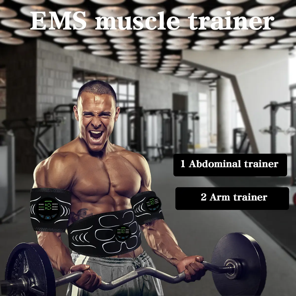 EMS Muscle Trainer - Electric Stimulator for Abdominal, Arm Workouts, Home Gym Use massage