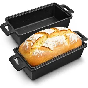 Cast Iron Loaf Pan with Lid, 9*5inch - 2-in-1 Heavy-Duty Oven-Resistant Loaf Pan Suitable for Yeast Dough and Homemade Bread