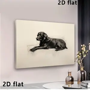 2D Flat, 2D Flat, 2D Vibrant Black Labrador Ink Painting on Canvas Art, Stunning Vintage Dog Wall Decor with a Wooden Frame, Perfect for Hanging, an Ideal Holiday Gift for Pet Lovers And Home Decor Enthusiasts	