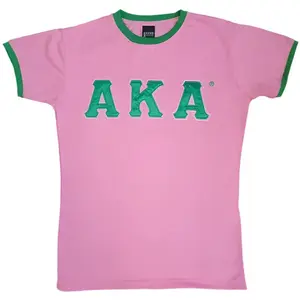 Alpha Kappa Alpha Classic Satin Letter Ringer T-shirt Pink