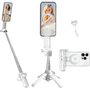 Compact Mini Phone Selfie Stick, Mag-Safe 4 in 1 Small Portable Pocket Tripod for /Android, with Removable Phone Clip & Remote for Photograph/Live Streaming/Video Recording