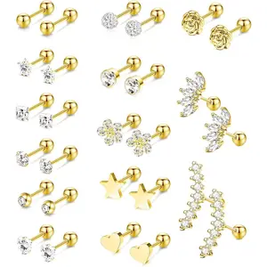 YADOCA 16 Gauge Cartilage Earrings for Women Hypoallergenic Surgical Stainless Steel Gold Cartilage Earring Set Daith Conch Tragus Helix Piercing Jewelry