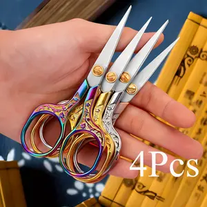 4Pcs Vintage Steel Sewing & Embroidery Scissors, Multi-Purpose Craft Scissors for Home & DIY