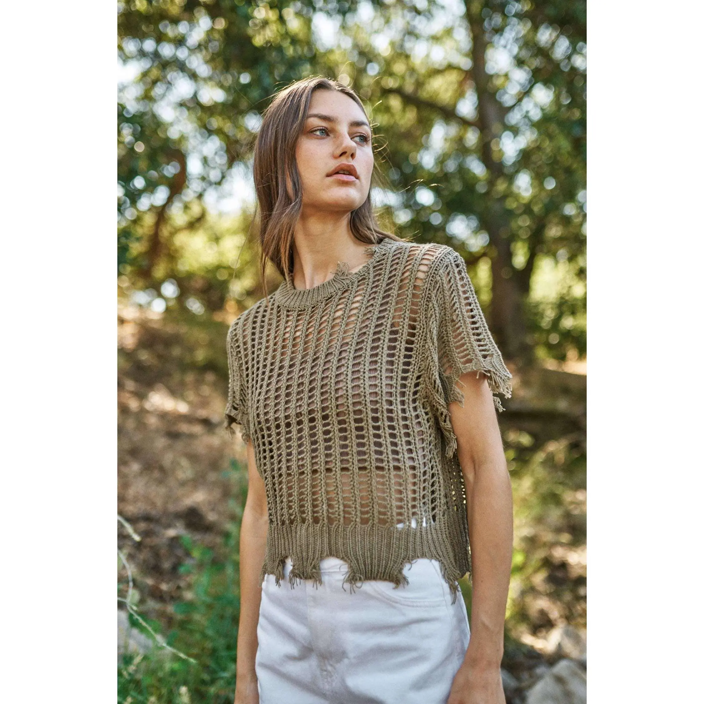 Crochet Olive Green Top