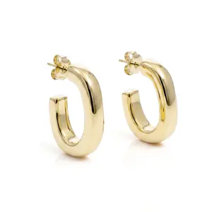 Mia Sculptural Oval Hoop Earrings Gold