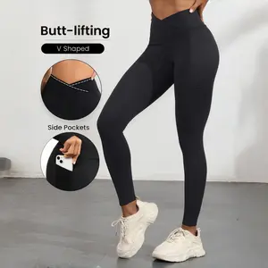 Women‘s High Waist Yoga Pants with Pockets Tummy Control Butt Lifting Workout Leggings Womenswear