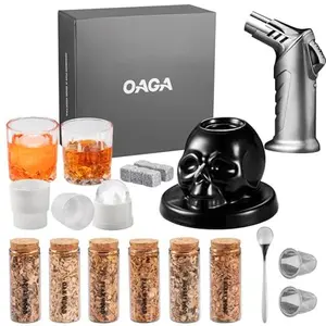 Whiskey Smoker Kit with Torch - 21 Sets - 6 Flavors Wood Chips - Bourbon, Cocktail Smoker Infuser Kit, Old Fashioned Drink Smoker Kit, Birthday Bourbon Whiskey Gifts for Men, Dad, Husband (No Butane)