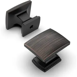 10 Pack Oil Rubbed Bronze Cabinet Knobs 1-1/8 Inch Single Hole Cabinet Handles Dresser Knobs Square Drawer Knobs and Pulls for Bathroom Cabinets ZH0011