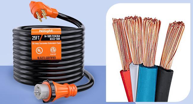 Nilight 50A 25FT Generator Extension Cord and Power Inlet Box 125/250V Heavy Duty 6/3+8/1 Gauge STW ETL Listed NEMA 14-50P/SS2-50R Twist Lock Connector for RV Outdoor Use Nilight 50A 25FT Generator Extension Cord and Power Inlet Box 125/250V Heavy Duty 6/3+8/1 Gauge STW ETL Listed NEMA 14-50P/SS2-50R Twist Lock Connector for RV Outdoor Use