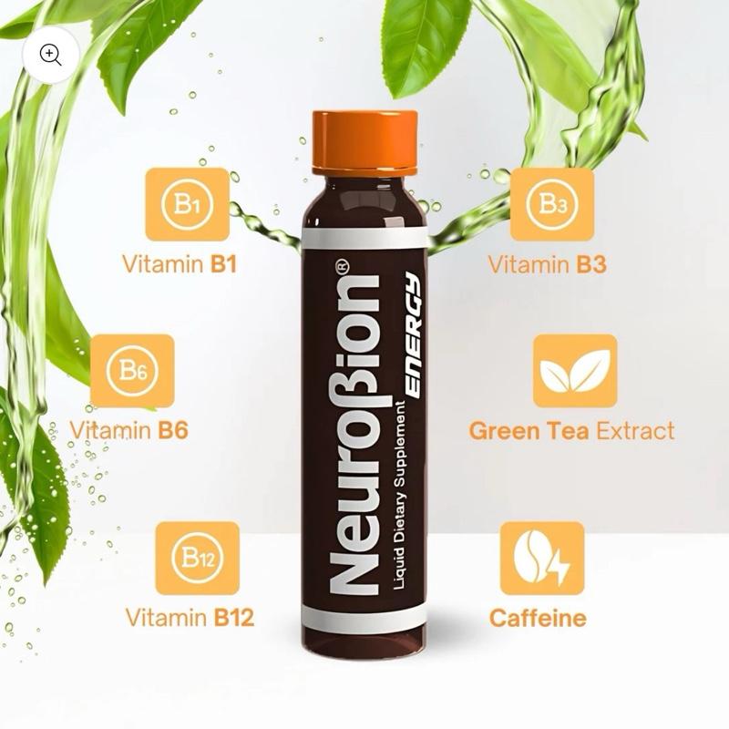 Neuro Energy Liquid Dietary Supplement 10 Viales with Amino Acids B Complex Vitamins Zinc & Chromium for Brain Health 8.5 oz - Fitness