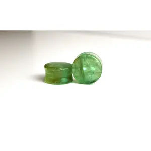 Genuine Green Fluorite Double Flare Plugs - Polished Finish Gemstones and Crystals, Multi-Size Natural Crystal Jewelry Gauges Pair (3mm-32mm)