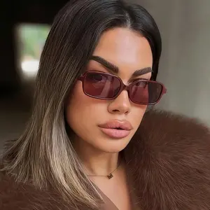Women's Retro Rectangular Burgundy Sunglasses  Lightweight & Comfortable Fashion Shades for Daily Wear Street Style Vacation  Summer Beach & Back to School