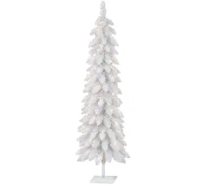 Puleo International 4ft Pre-Lit White Alpine Pencil Tree