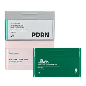 [VT Official] Daily Mask (30 Sheets) Collagen | PDRN | CICA | Retinol | Tra Centella asiatica & Hyaluronic Acid for Moisturizing & Hydrating, Instant Calm & Glow, Skin Softening Facial Mask, Korean Face Mask Hydrate