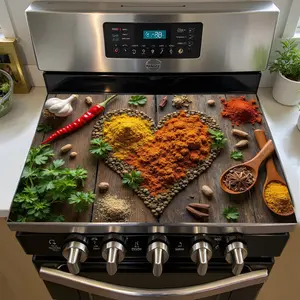 Heart Pattern Rubber Stove Protector, Heat Resistant, Non-Slip, Water Absorbent, Easy Clean, Oven Pad, Refrigerator Pad, Kitchen Counter Cover