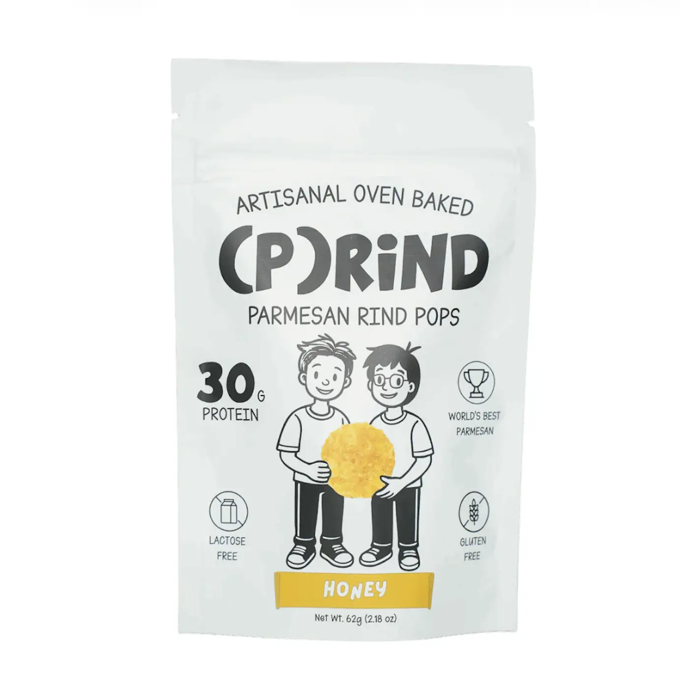 Prind Non-Fried Baked Parmesan Rind Pops - Honey Flavor, 2oz Crunchy Bite-Sized Crispy Snacks, High Protein, Pasteurized Milk & Enzymes, 12-Month Shelf Life, Ambient Cupboard-Storable