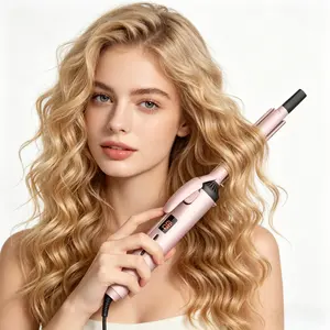 9mm Small Ceramic Curling Iron Wand with Digital Display Automatic Shut Off for Tight Curls Short Hair Long Hair Styling