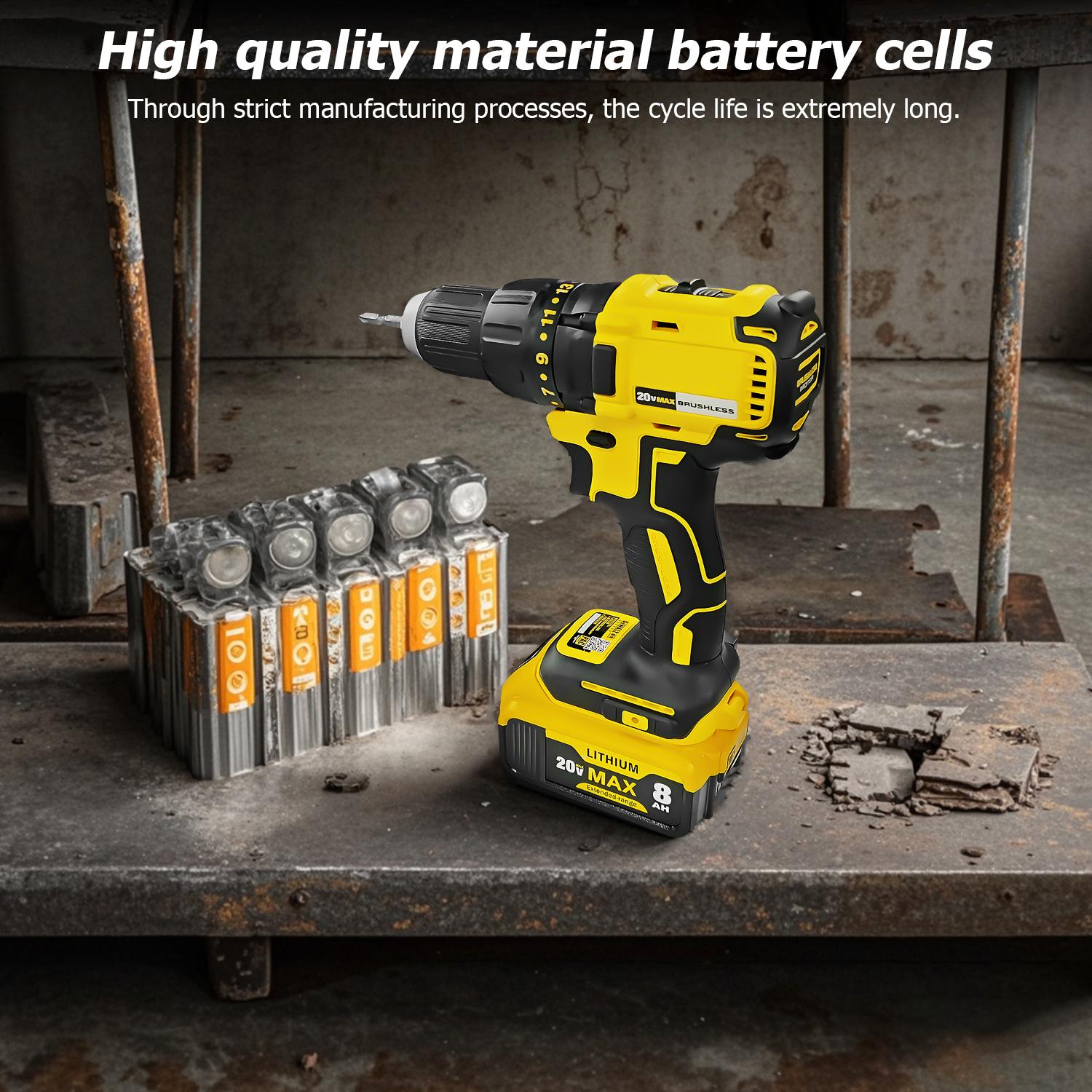 8000mAh spare battery replacement 20V Max battery Lithium ion battery suitable for replacing lithium-ion power supply Cordless drill battery Outdoor power tool battery accessories Rechargeable wireless power tool battery pack