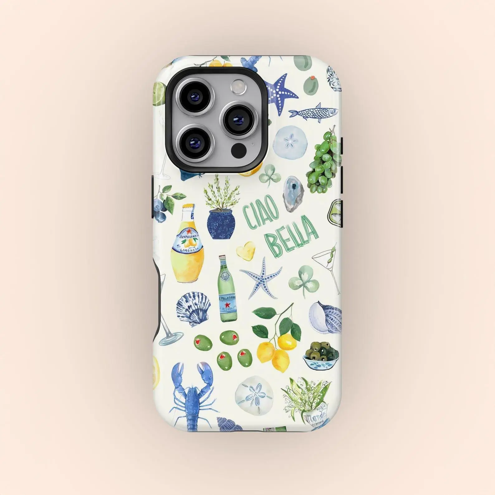 Italian Summer Collage Phone Case: Limoncello Coastal Design