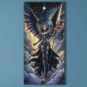 5D DIY Full Drill Round Diamond Painting Kit - Angel Warrior Mosaic Canvas DIY Wall Art, Home Wall Decoration
