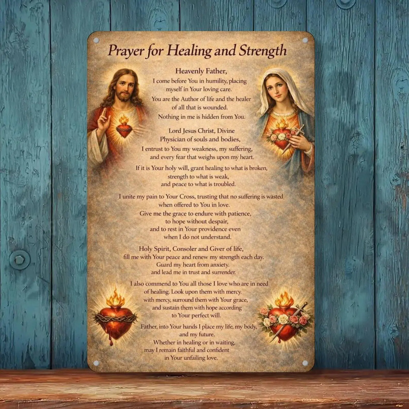 Put On The Whole Armour Of God Eph 6:11 Vintage Floral Christian Tin Sign 8x12in Religious Home Wall Decor Metal Tin Sign