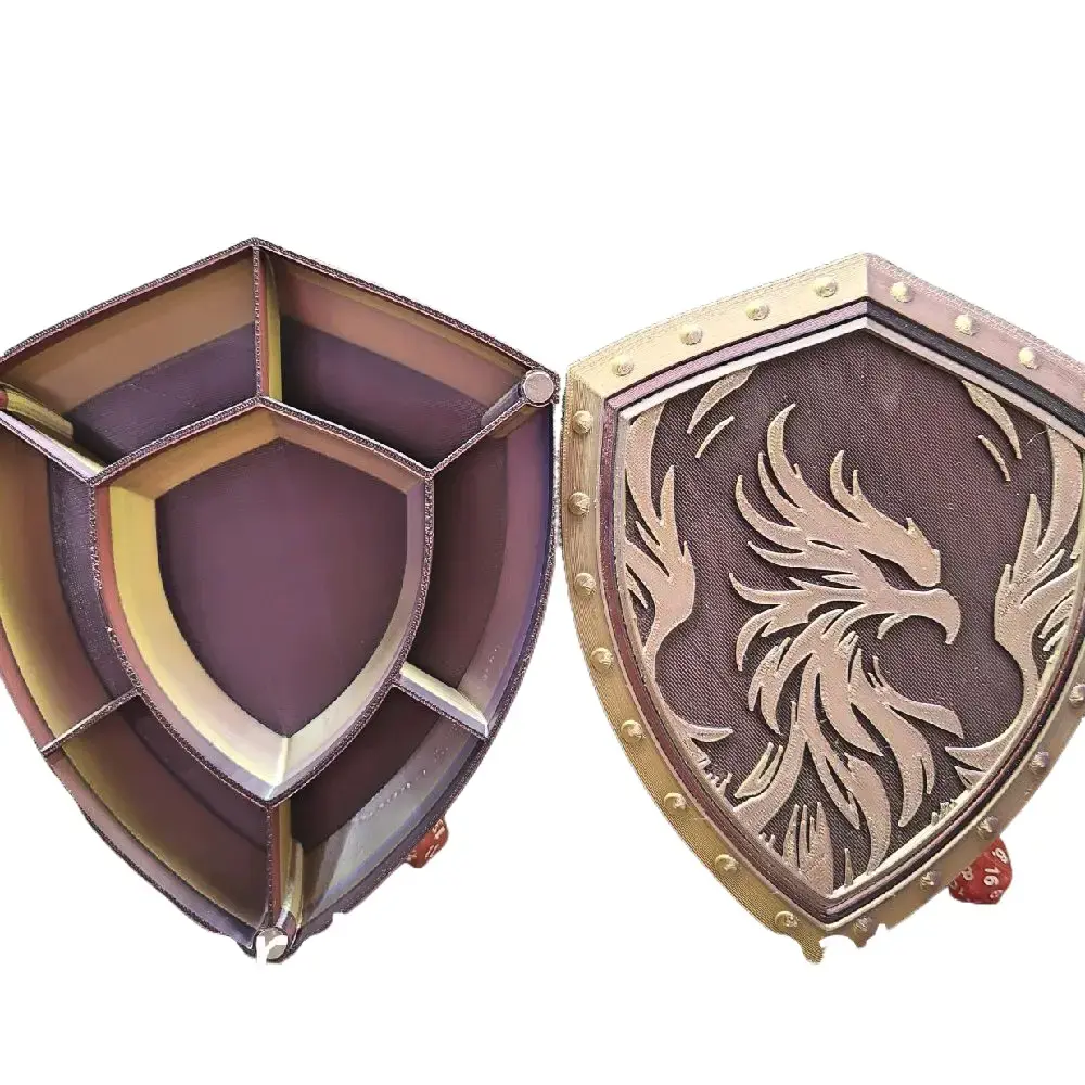 Dice Shield Pheonix and Crest design. Dice holding with dice tray for rolls DND and other dice games dnd rpg