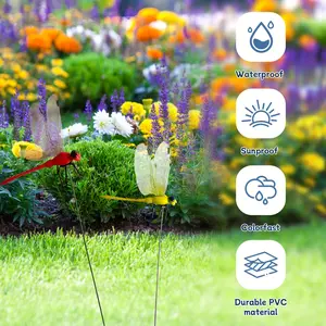 4/12pcs Realistic 3D Dragonfly Garden Decoration Clip Mosquito Repellent - Durable Plastic Outdoor Courtyard Decoration, Colorful Easy to Clip Design, No Tools Required
