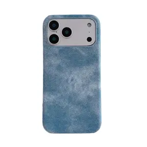 Simple denim-patterned fabric iPhone 17 Pro Max phone case suitable for Apple 16 Pro, high-end feel 15 hard case