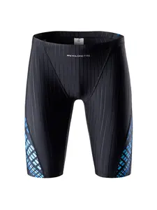 MY KILOMETRE Men's Swim Jammers Athletic Competition Training Swimsuit Durable Chlorine Resistant Endurance Male Swimming Trunks Black Blue Dry Significantly Fast Low moisture absorption Four-Way Stretch technology