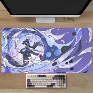 Genshin Impact Mouse Pad Grande non-slip and washable rubber base, suitable for computers and office decoration - an ultra-long computer accessory, the preferred gift for gamers, fashionable decoration for study and work area
