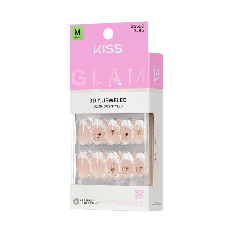 KISS GLAM 3D & Jewel Press On Glue Nails  – Zephyr
