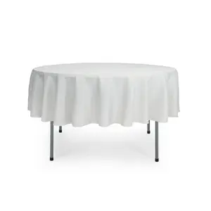 70 Inch Round Polyester Tablecloth White