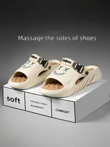 Men's Massage Sole Sandals, Summer Outdoor Thick Bottom Height Increase Waterproof Anti-Slip, Sport Driving Dual Use, Beach Slippers for Couples, Footwear