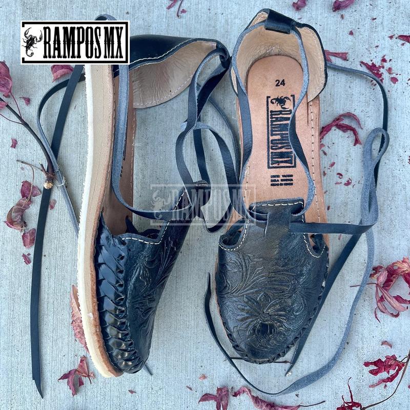 Womens Mexican Sandals, Handmade Leather Lace Up Sandals Huaraches, Sandalias Huaraches Mexicanos,Mexican leather Shoes Lace-up,NEGROS BLACK