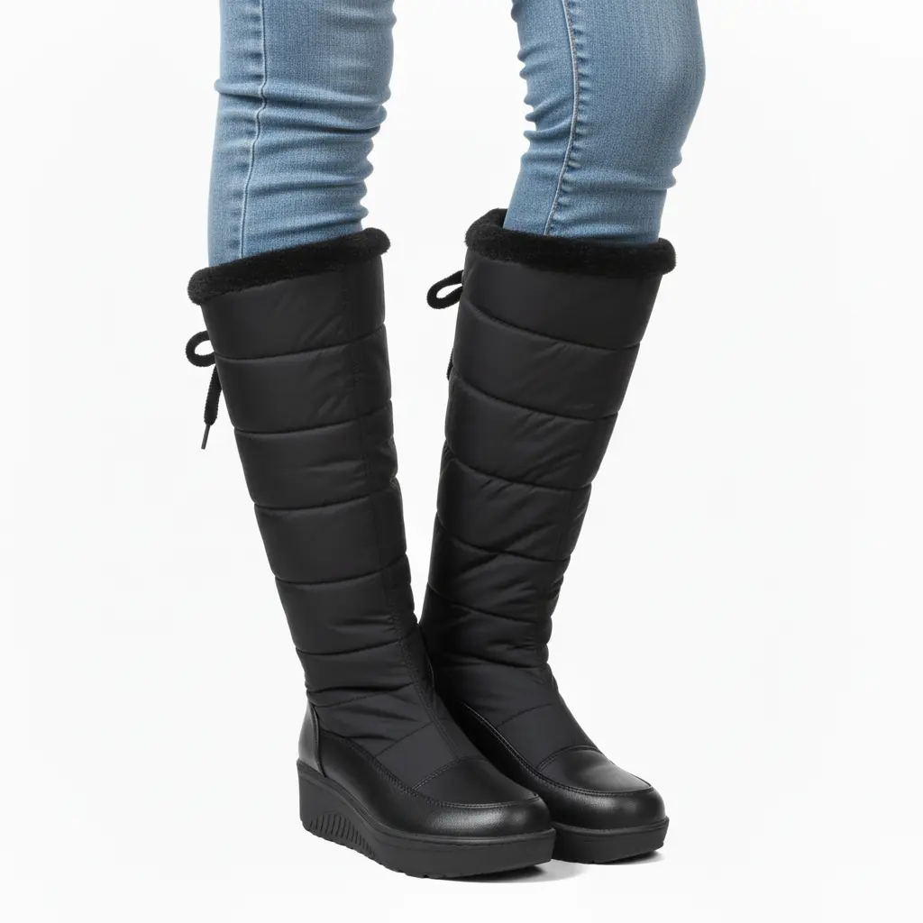 VIMISAOI Womens Knee High Snow Boots Round Toe Platform Wedge Heel Wide  Calf Lace Faux Fur Lined Comfortable Fashion Outdoor Party Dress Boots -  TikTok Shop