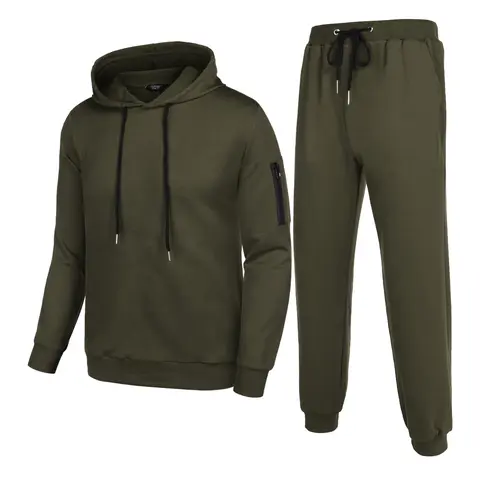 Men's Tracksuit Hoodie Set Hooded Athletic Sweatsuits Casual Running Jogging Sport Suit Sets Long Sleeve Sportswear Menswear