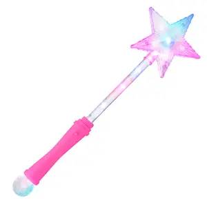 FlashingBlinkyLights Super Star Princess LED Light Up Magic Wand for Kids 15" Long with Red White & Blue LEDs and Crystal Ball Base Perfect for Fairy Princess Costumes & More