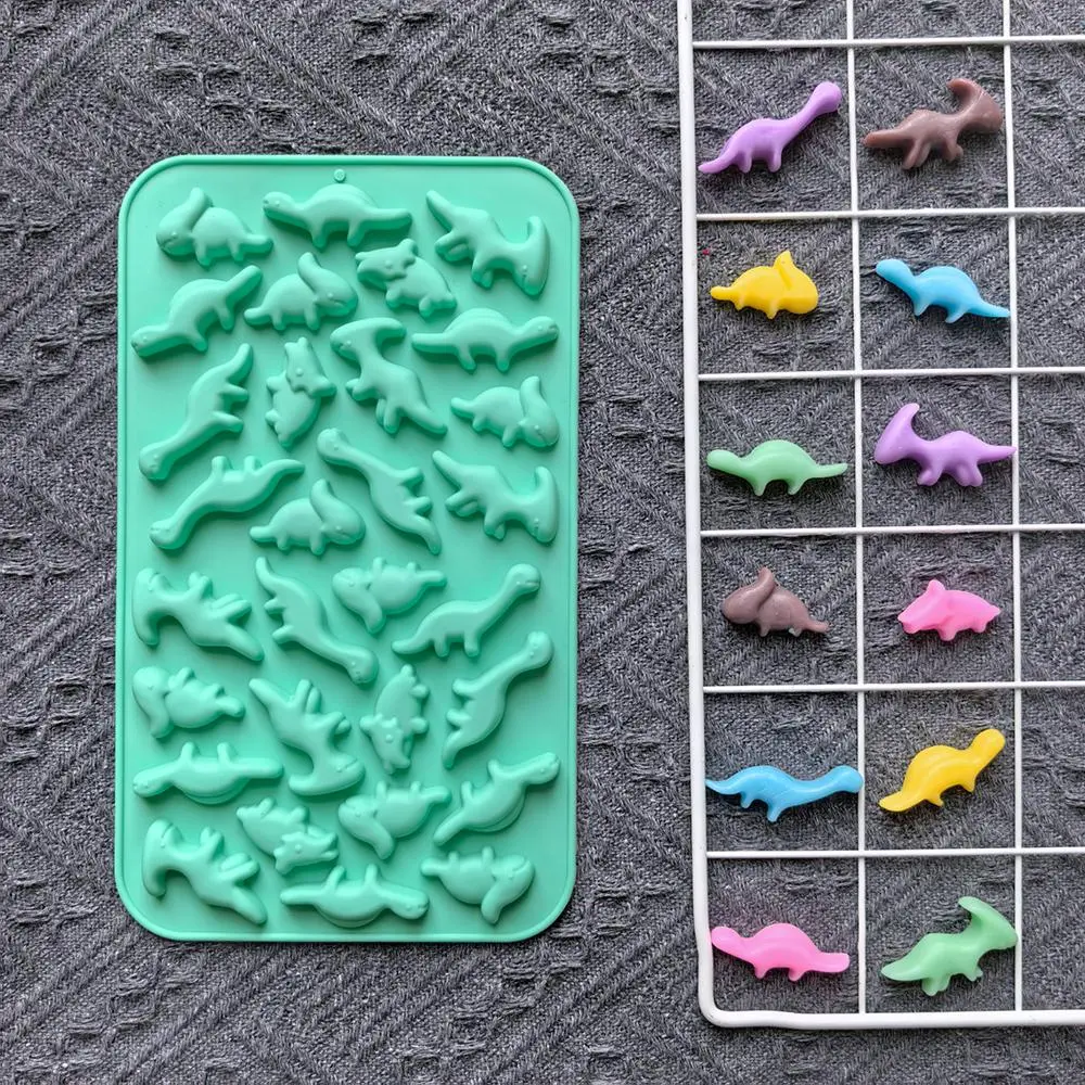 1pc 30-Cavity Mini Dinosaur Silicone Baking Mold for DIY Chocolate and Candy, Ideal Cake Decoration Tool for Kids Parties, Reusable Chocolate Mold, Silicone Molds