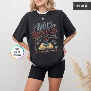 [Sale off up to 50%] Retro Belle's Book Club Shirt, Belle Princess Tee, Tale As Old As Time Beauty and the Beast Shirt, Book Lover Gift, Bookish, Graphic Streetwear T-shirt