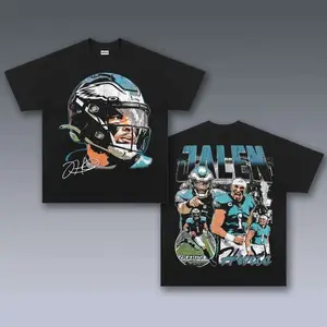 [SALE Up To 50% Off] Jalen Hurts Graphic Tee, Y2K Crew Neck Streetwear T-Shirt, Unisex Crew Neck Tee, Vintage Football Graphic, Sports Player Bootleg Premium Style, Casual Cotton Fit 2 Sided