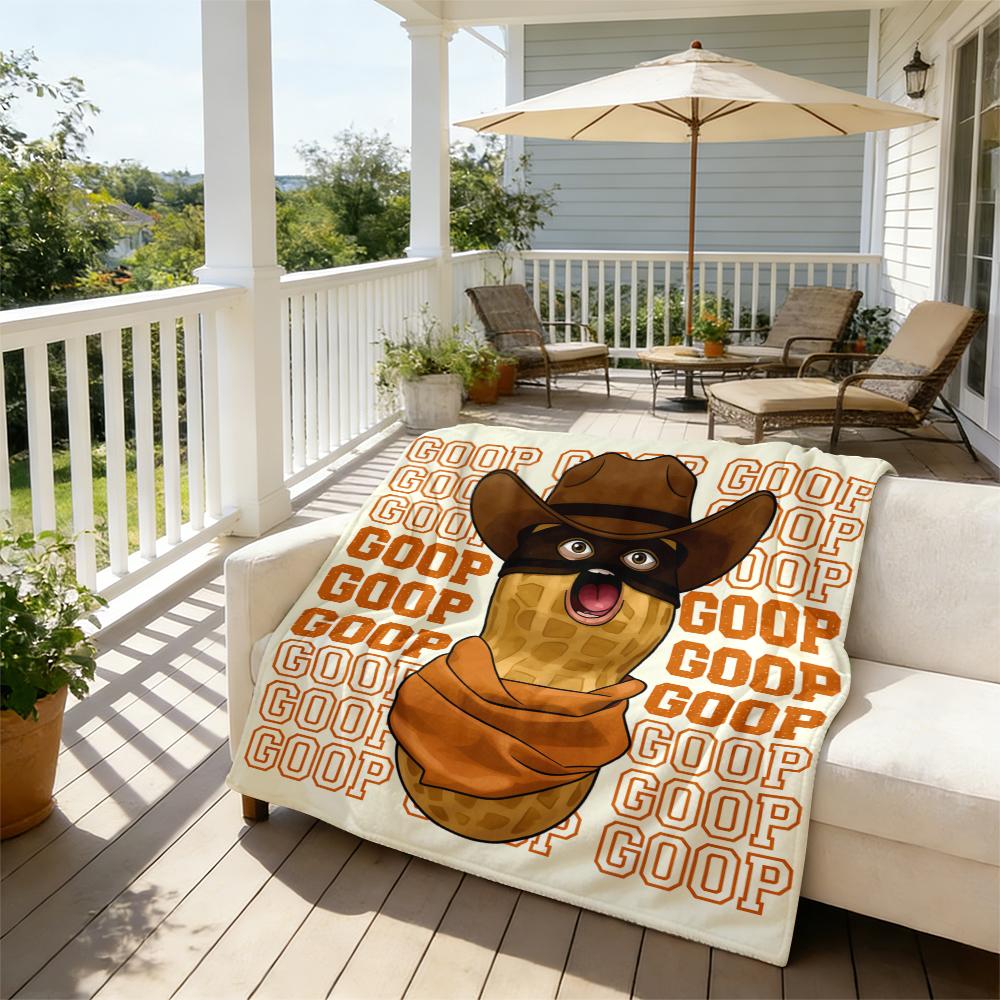 Goop Goop Cowboy Peanut Viral Meme Print Flannel Blanket Cooling Blanket Homegoods Soft Cozy For Bedroom Living Room Sofa For Meme Fans Western Lovers Perfect Gift Suitable for giving as gifts to friends, parents and children