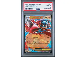 2025 Pokemon Mega Evolution Mega Lucario Ex #077 PSA 10