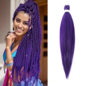 26inch Pre Stretched Easy Braid Hair, Synthetic Jumbo Braiding Hair Extension Braid Hair, Purple Hair Extension for Women and Girls