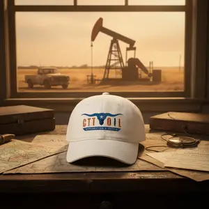 CTT Oil Exploration & Cattle Hat, Western Ranch Cap, Texas Longhorn Oilfield Dad Hat, Workwear Trucker Style Cap, Cowboy Rancher Gift